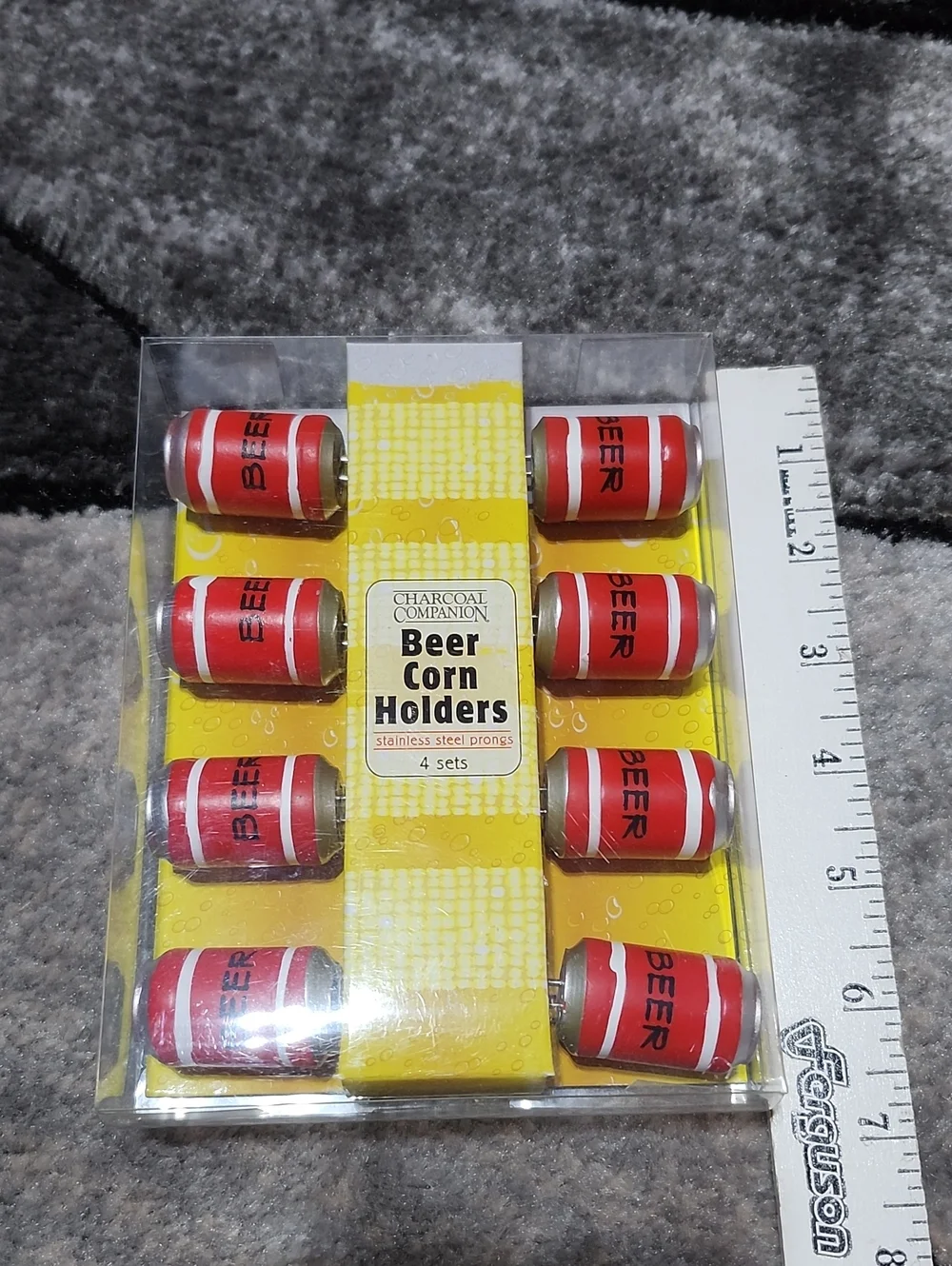 CHARCOAL COMPANION MINI RED BEER CAN CORN HOLDERS SET-OF-4
